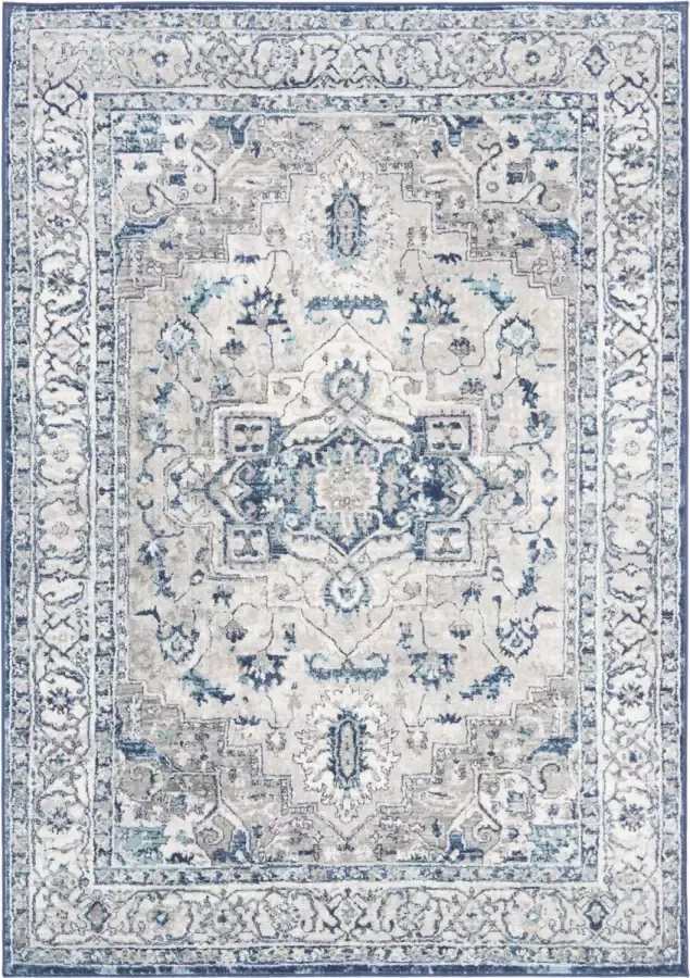 Safavieh Traditioneel Geweven Binnen Vloerkleed Brentwood Collectie BNT851 in Licht Grijs & Blauw 160 X 229 cm
