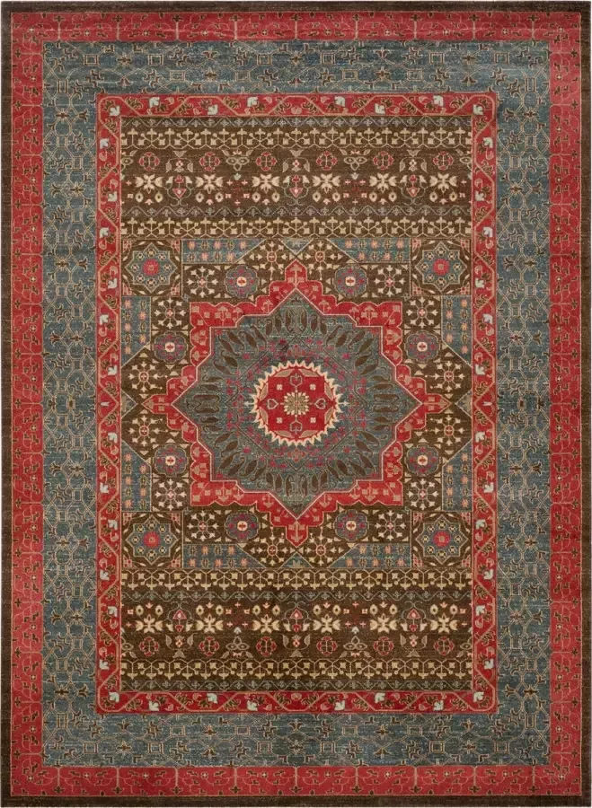 Safavieh Traditioneel Geweven Binnen Vloerkleed Mahal Collectie MAH620 in Navy & Rood 244 X 335 cm