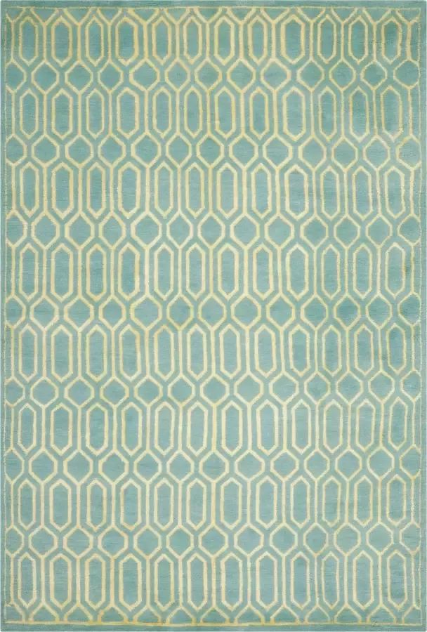 Safavieh Traditioneel Indoor Handgeknoopt Vloerkleed Mozaiek Collectie MOS150 in Aqua & Licht Goud 122 X 183 cm