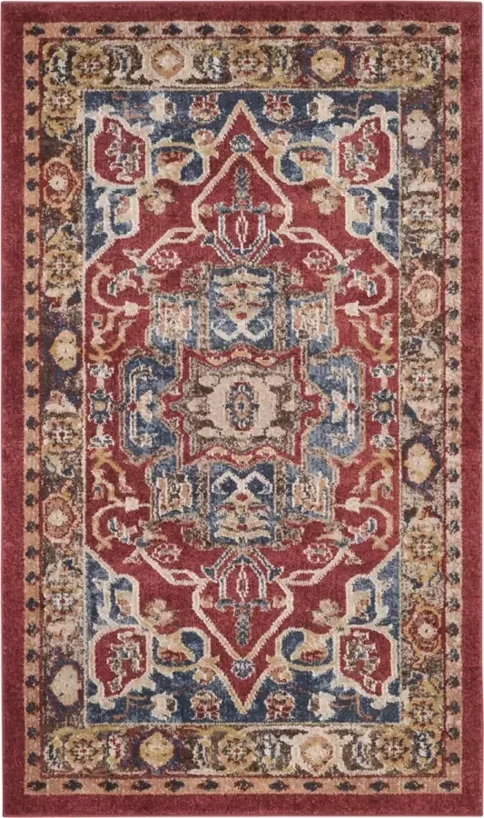 Safavieh Traditioneel Verouderd Geweven Tapijt voor Binnen Bijar Collectie BIJ605 in Rood & Koningsblauw 122 X 183 cm