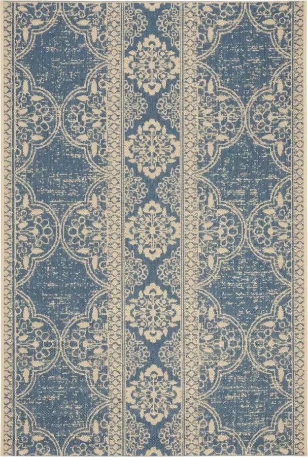 Safavieh Transitional Indoor Outdoor Woven Area Rug Beachhouse Collectie BHS174 in Cream & Blue 122 X 183 cm