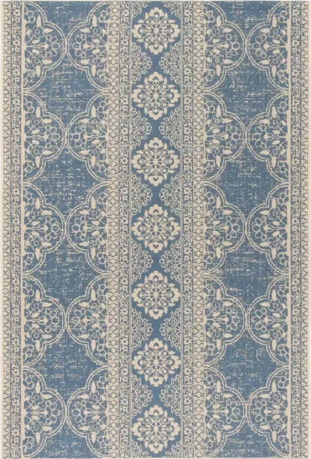 Safavieh Transitional Indoor Outdoor Woven Area Rug Beachhouse Collectie BHS174 in Cream & Blue 155 X 229 cm