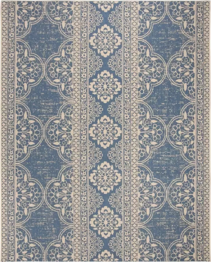 Safavieh Transitional Indoor Outdoor Woven Area Rug Beachhouse Collectie BHS174 in Cream & Blue 201 X 290 cm
