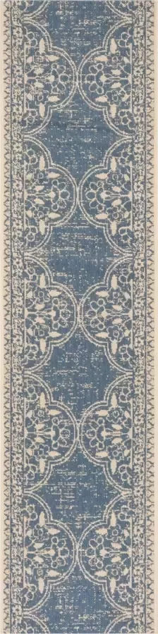 Safavieh Transitional Indoor Outdoor Woven Area Rug Beachhouse Collectie BHS174 in Cream & Blue 61 X 244 cm