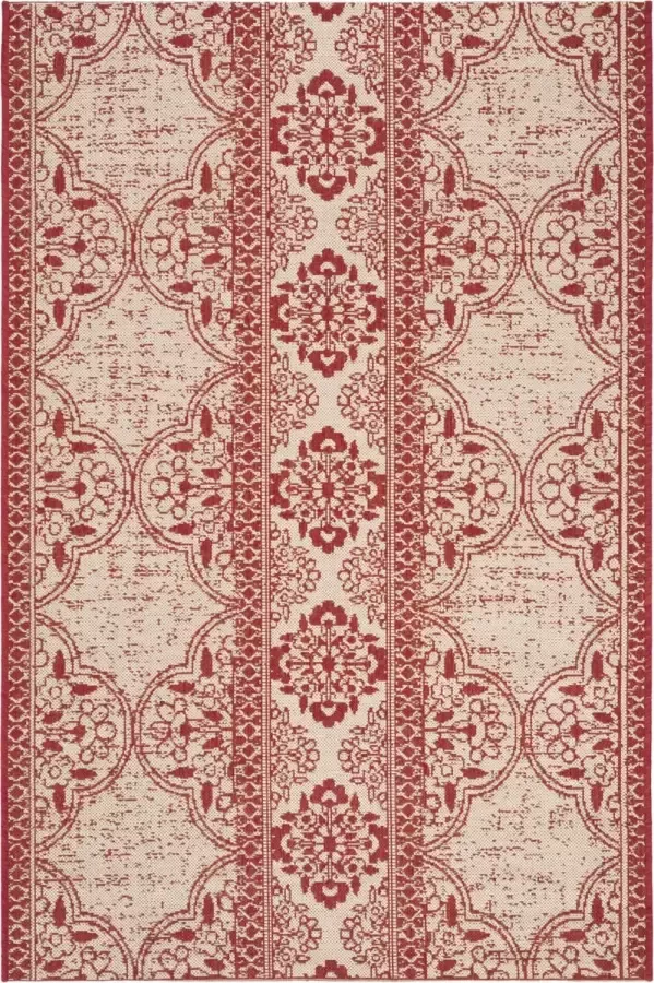 Safavieh Transitional Indoor Outdoor Woven Area Rug Beachhouse Collection BHS174 in Rood & Creme 155 X 229 cm