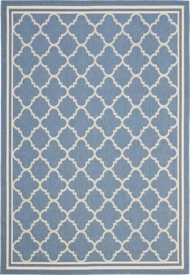 Safavieh Trellis Indoor Outdoor Geweven Gebiedsdeken Courtyard Collection CY6918 in Blauw & Beige 160 X 231 cm