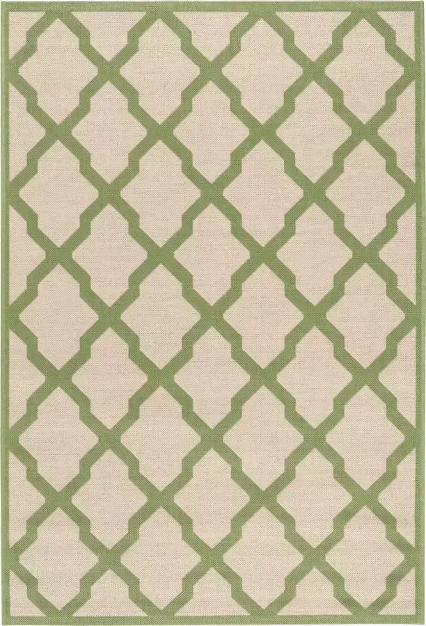 Safavieh Trellis Indoor Outdoor Geweven Vloerkleed Beachhouse Collectie BHS122 in Creme & Olijf 155 X 229 cm