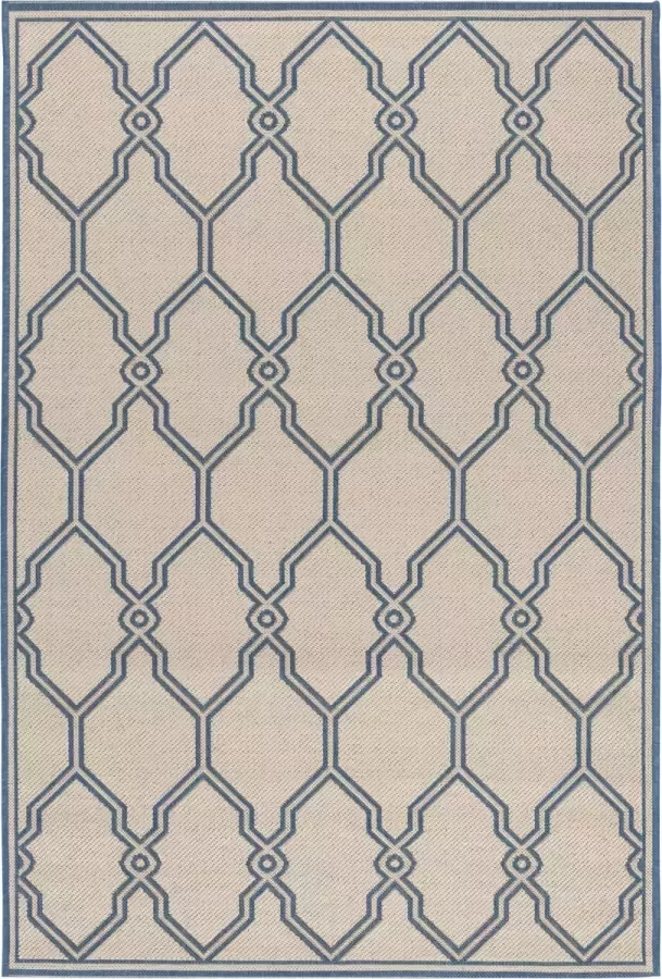 Safavieh Trellis Indoor Outdoor Geweven Vloerkleed Beachhouse Collectie BHS124 in Creme & Blauw 155 X 229 cm