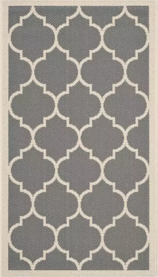Safavieh Trellis Indoor Outdoor Geweven Vloerkleed Courtyard Collectie CY6914 in Antraciet & Beige 61 X 109 cm