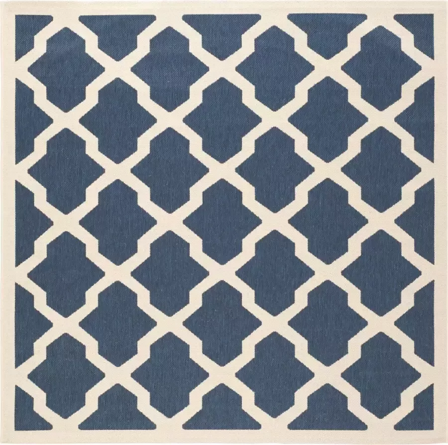 Safavieh Trellis Indoor Outdoor Woven Area Rug Courtyard Collection CY6903 in Navy & Beige 160 X 160 cm