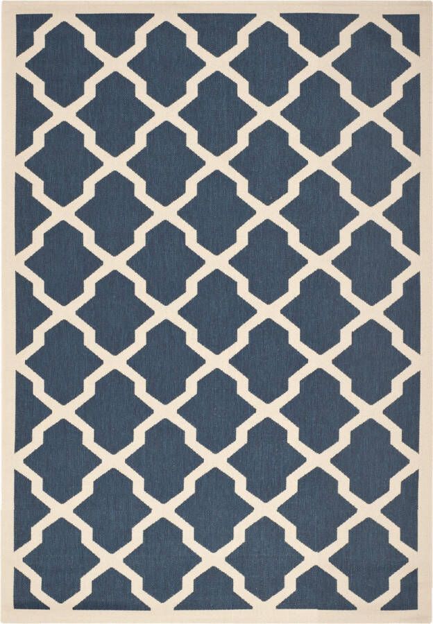 Safavieh Trellis Indoor Outdoor Woven Area Rug Courtyard Collection CY6903 in Navy & Beige 160 X 231 cm