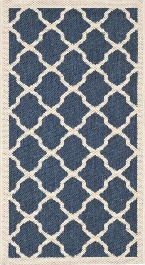 Safavieh Trellis Indoor Outdoor Woven Area Rug Courtyard Collection CY6903 in Navy & Beige 61 X 109 cm