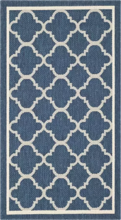 Safavieh Trellis Indoor Outdoor Woven Area Rug Courtyard Collection CY6918 in Navy & Beige 61 X 109 cm