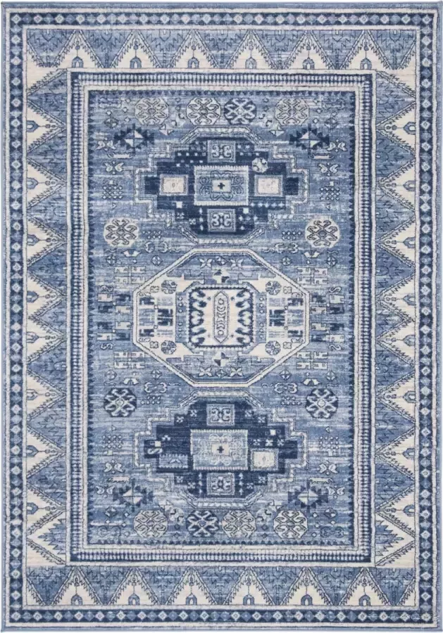 Safavieh Tribal Geïnspireerd Indoor Geweven Vloerkleed Kazak Collectie KZK118 in Blauw & Grijs 160 X 229 cm