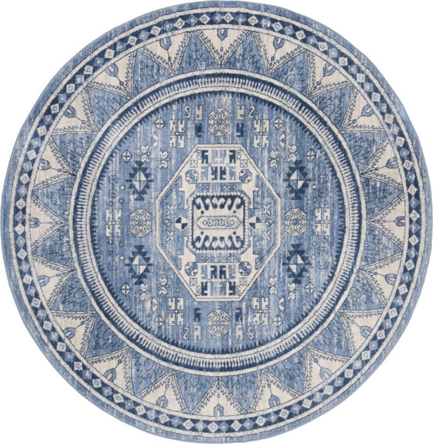 Safavieh Tribal Inspired Indoor Woven Area Rug Kazak Collection KZK118 in Blauw & Grijs 201 X 201 cm