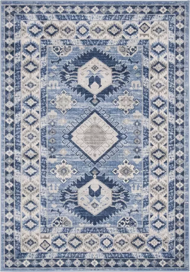 Safavieh Tribal Inspired Indoor Woven Area Rug Kazak Collection KZK119 in Blauw & Creme 160 X 229 cm