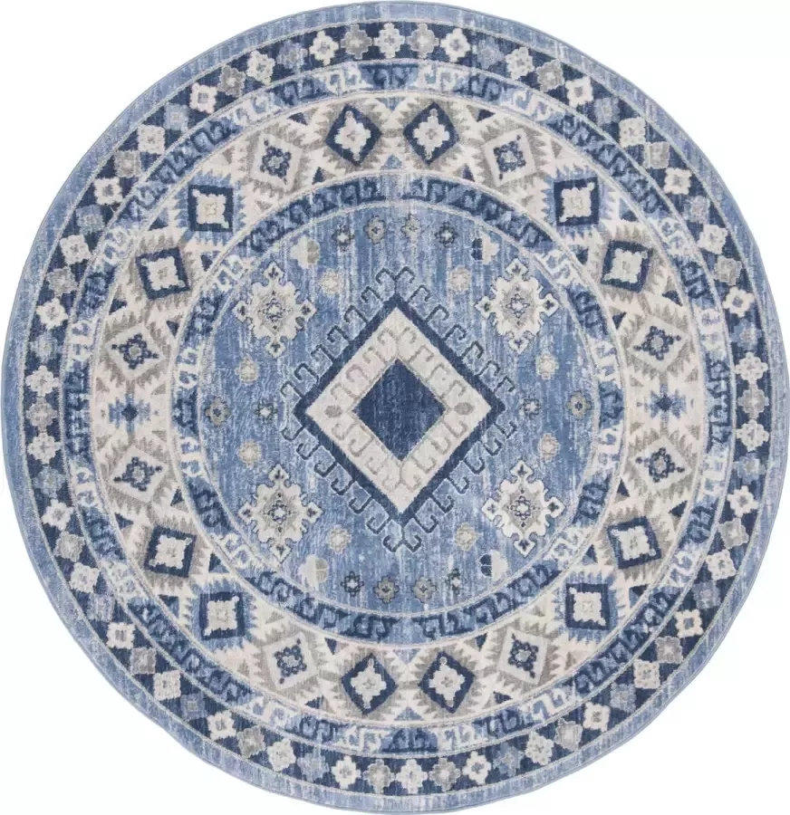 Safavieh Tribal Inspired Indoor Woven Area Rug Kazak Collection KZK119 in Blauw & Creme 201 X 201 cm