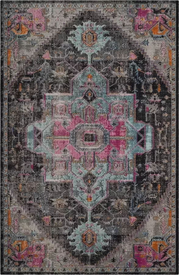 Safavieh Vintage Inspired Indoor Woven Area Rug Artisan Collection ATN332 in Zwart & Lichtgrijs 155 X 229 cm