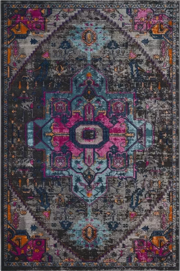 Safavieh Vintage Inspired Indoor Woven Area Rug Artisan Collection ATN332 in Zwart & Lichtgrijs 155 X 229 cm
