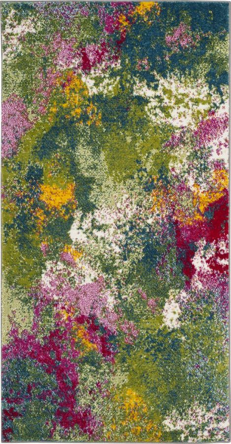 Safavieh Abstract Geweven Vloerkleed voor Binnen Watercolor Collectie WTC697 in Groen & Fuchsia 201 X 274 cm