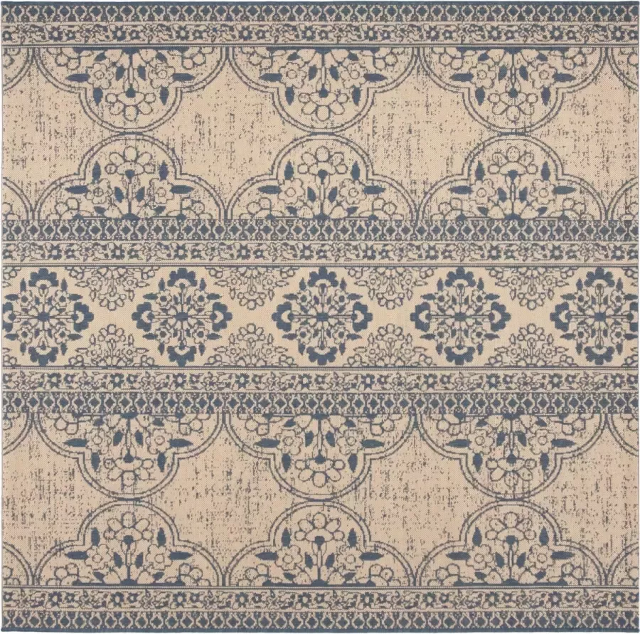 Safavieh Transitional Indoor Outdoor Woven Area Rug Beachhouse Collection BHS174 in Blauw & Creme 201 X 201 cm - Foto 1