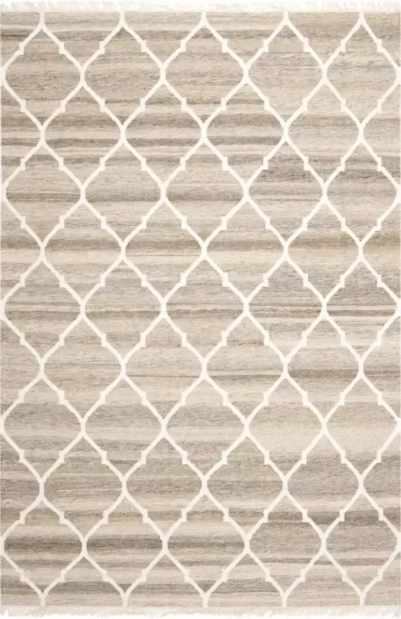 Safavieh Marokkaans Boho Tribal Vloerkleed voor binnen Natural Kilim Collectie NKM317 in Licht Grijs & Ivoor 122 X 183 cm