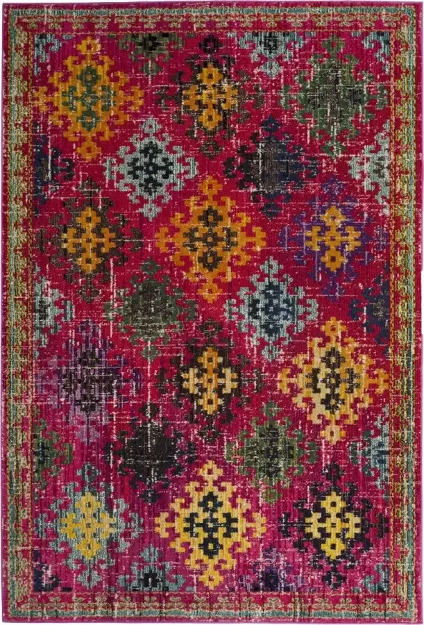 Safavieh Boho Chic Indoor Geweven Vloerkleed Monaco Collectie MNC244 in Fuchsia & Multi 91 X 152 cm