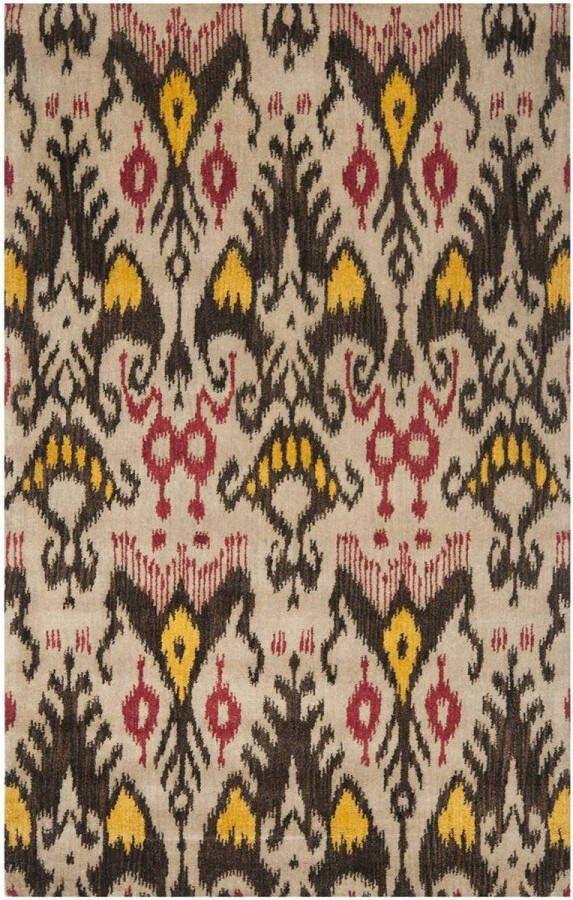 Safavieh Ikat Indoor Hand Getuft Vloerkleed Ikat collectie IKT216 in Beige & Bruin 152 X 244 cm - Foto 1