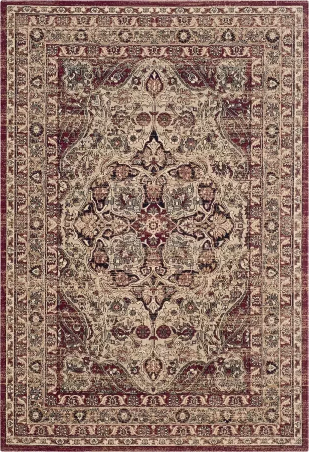 Safavieh Traditioneel Perzisch Indoor Geweven Vloerkleed Lavar Kerman Collectie LVK601 in Creme & Rood 155 X 229 cm