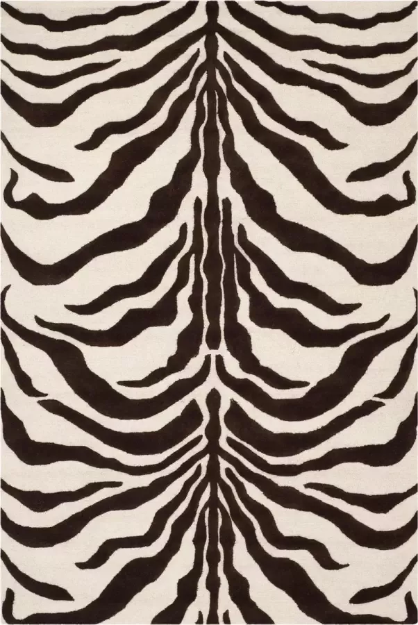 Safavieh Zebra Indoor Handgetuft Vloerkleed Cambridge Collectie CAM709 in Ivoor & Bruin 152 X 244 cm