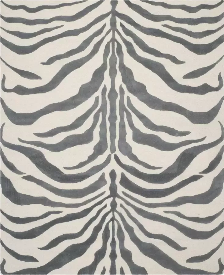 Safavieh Zebra Indoor Handgetuft Vloerkleed Cambridge Collectie CAM709 in Ivoor & Donkergrijs 244 X 305 cm