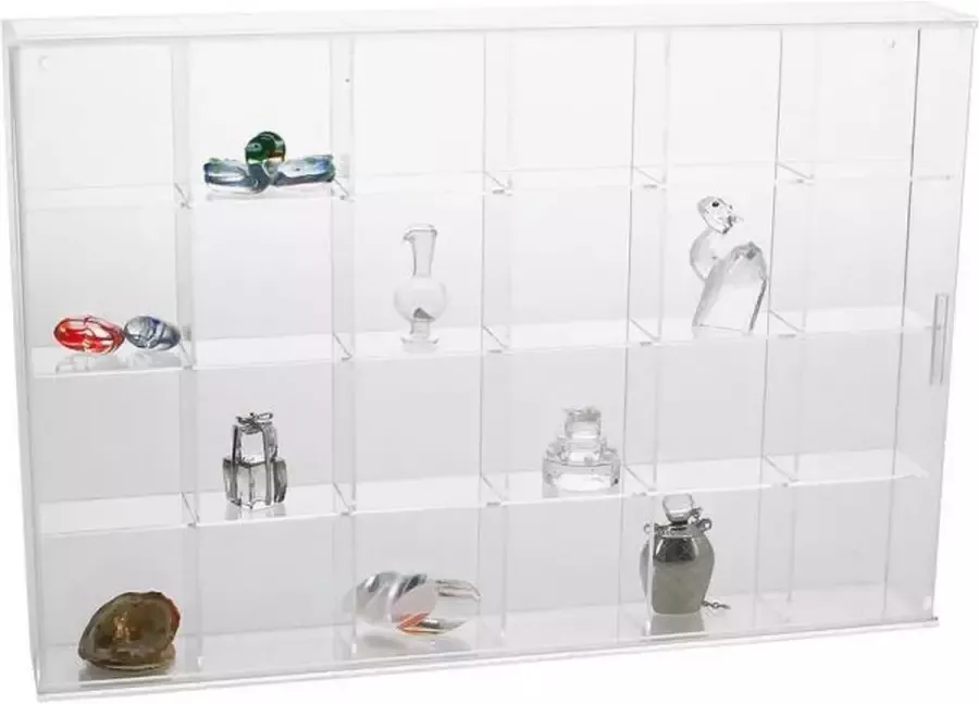 Safe Acrylglas vitrine kast met 24 vakken van 5 x 5 x 3 5 cm vitrine: 35 x 24 x 4 5 cm