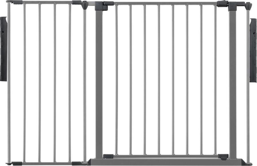 Safetots Premium Multi Paneel Kamerscherm Tot 115cm Breed Grijs 70cm Hoog Multi Paneel Flexibel Kamerscherm met Deur voor Baby en Peuter Eenvoudige Installatie