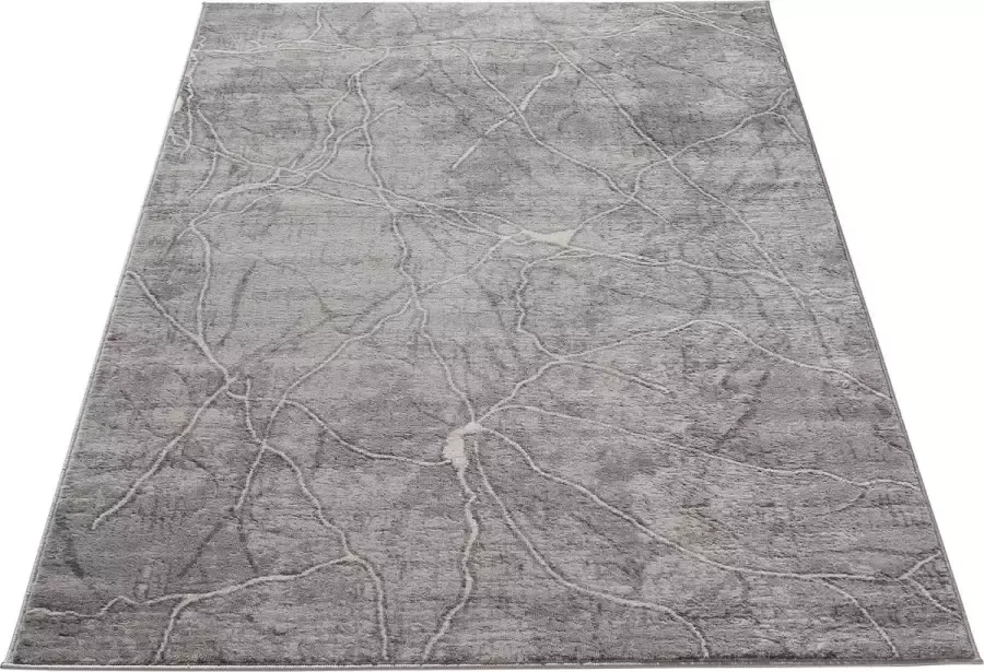 Sehrazat Vloerkleed- modern laagpolig vloerkleed tapijtenloods geodriehoek patroon donkergrijs 160x230 cm