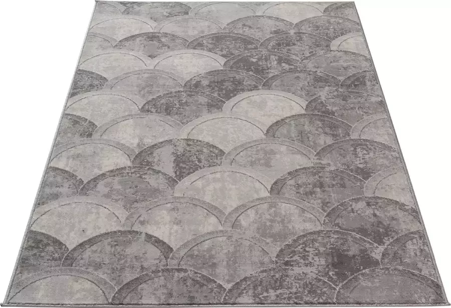 Salery Home loerkleed- modern laagpolig vloerkleed tapijtenloods geodriehoek patroon grijs 80x150 cm