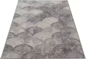 Salery Home SEHRAZAT Vloerkleed- modern laagpolig vloerkleed tapijtenloods geodriehoek patroon grijs 120x170 cm