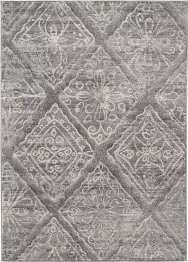 Salery Home SEHRAZAT Vloerkleed- modern laagpolig vloerkleed tapijtenloods Montana grijs geodriehoek patroon 80x150 cm