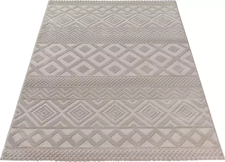 Sehrazat Vloerkleed- Oosters tapijt Luxury Reliëfstructuur woonkamer geodriehoek patroon beige 160x230 cm