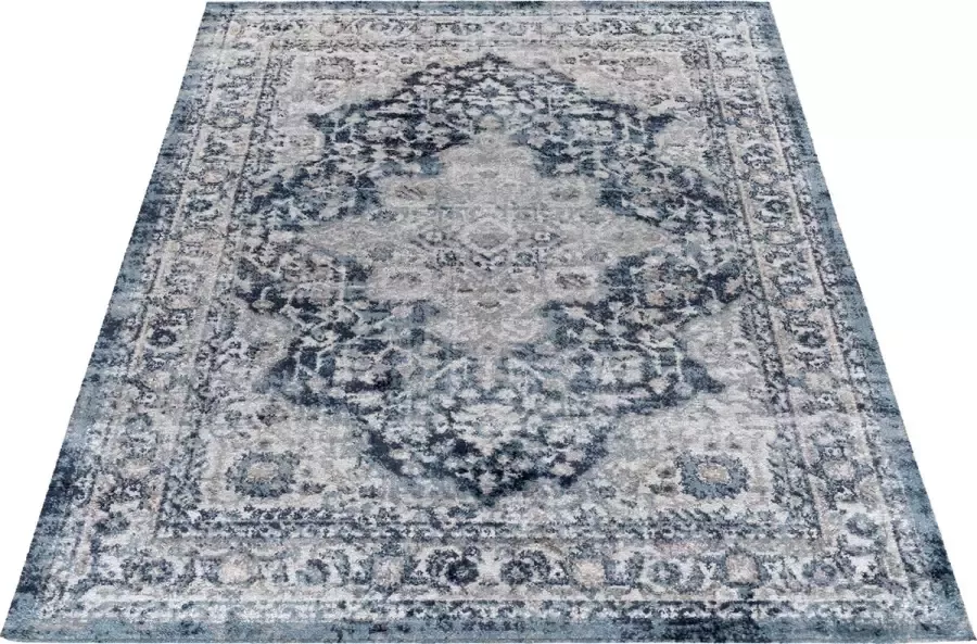 Salery Home Vloerkleed Antik tapijt Antares Oosters Tapijt Grijs Blauw 80X300