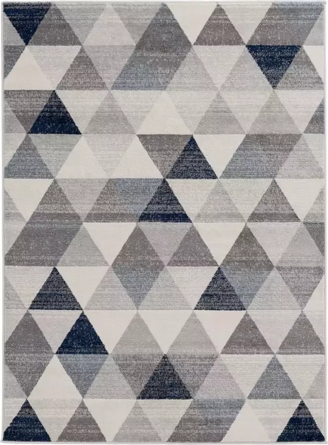 Salery Home Vloerkleed- modern laagpolig vloerkleed geodriehoek patroon blauw 120x170 cm