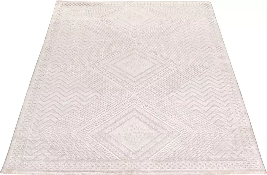 Salery Home SEHRAZAT Vloerkleed- modern laagpolig vloerkleed Luxury tapijt beige geodriehoek patroon 120x170 cm
