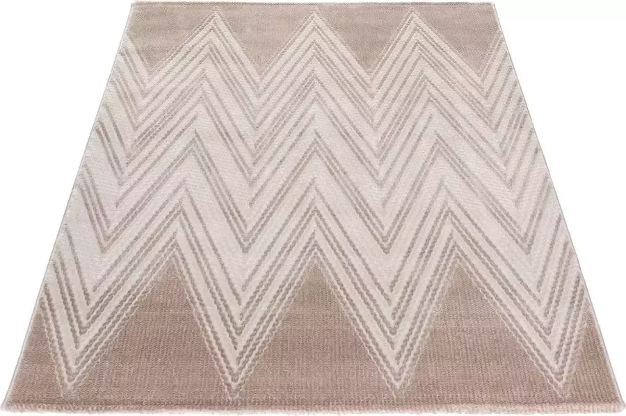 Salery Home Vloerkleed- modern laagpolig vloerkleed Luxury tapijt beige geodriehoek patroon 160x2300 cm - Foto 1