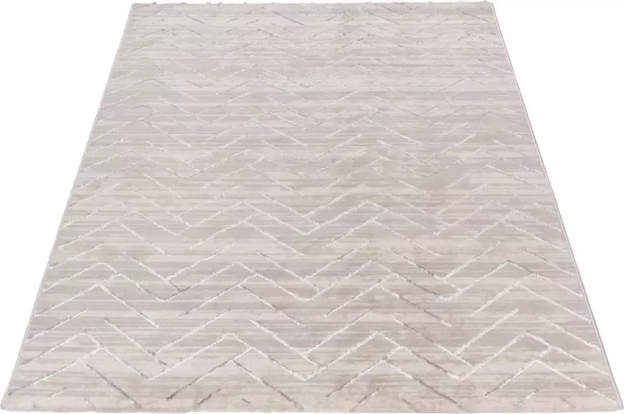 Salery Home Vloerkleed- modern laagpolig vloerkleed tapijtenloods Lara beige geodriehoek patroon 80x150 cm - Foto 2