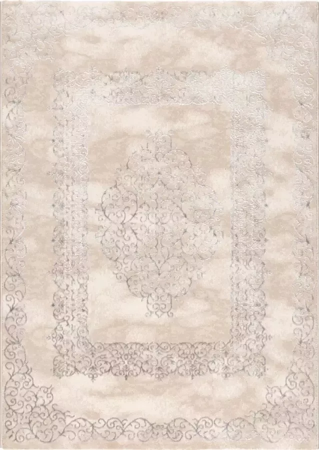 Salery Home Vloerkleed- modern laagpolig vloerkleed tapijtenloods Lara cream geodriehoek patroon 80x150 cm - Foto 1