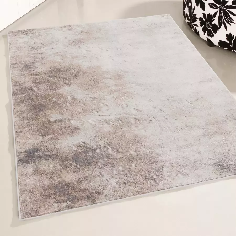 Salery Home Vloerkleed- modern laagpolig vloerkleed tapijtenloods Montana bruin geodriehoek patroon 80x150 cm