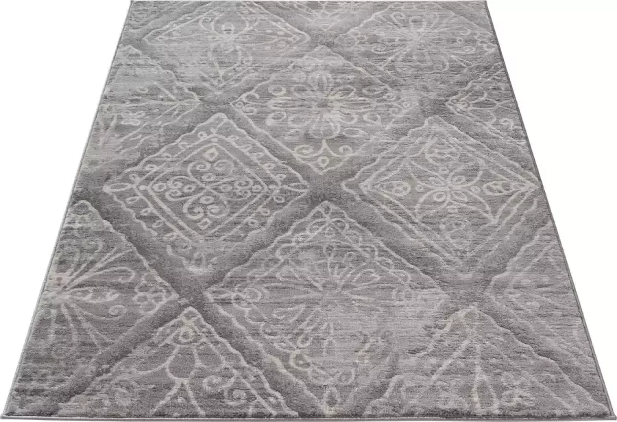 Salery Home Vloerkleed- modern laagpolig vloerkleed tapijtenloods Montana grijs geodriehoek patroon 120x170 cm - Foto 2