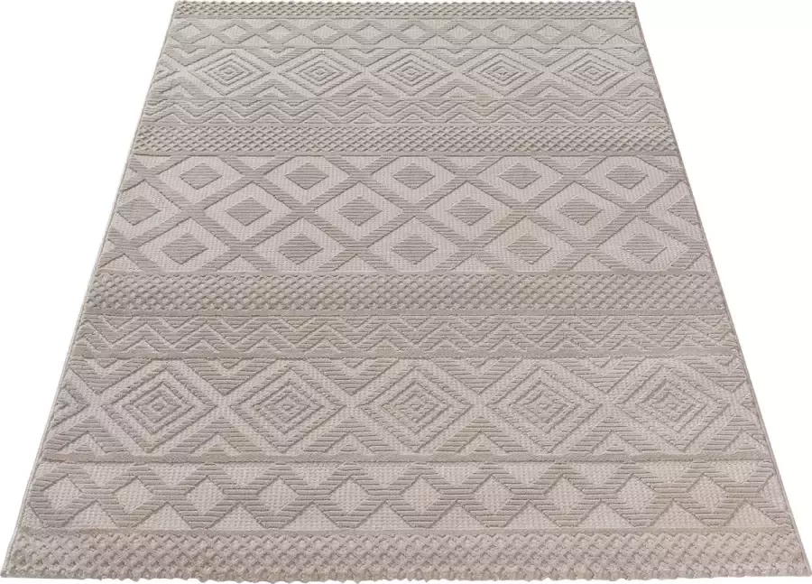 Salery Home Vloerkleed- Oosters tapijt Luxury Reliëfstructuur woonkamer geodriehoek patroon beige 160x230 cm