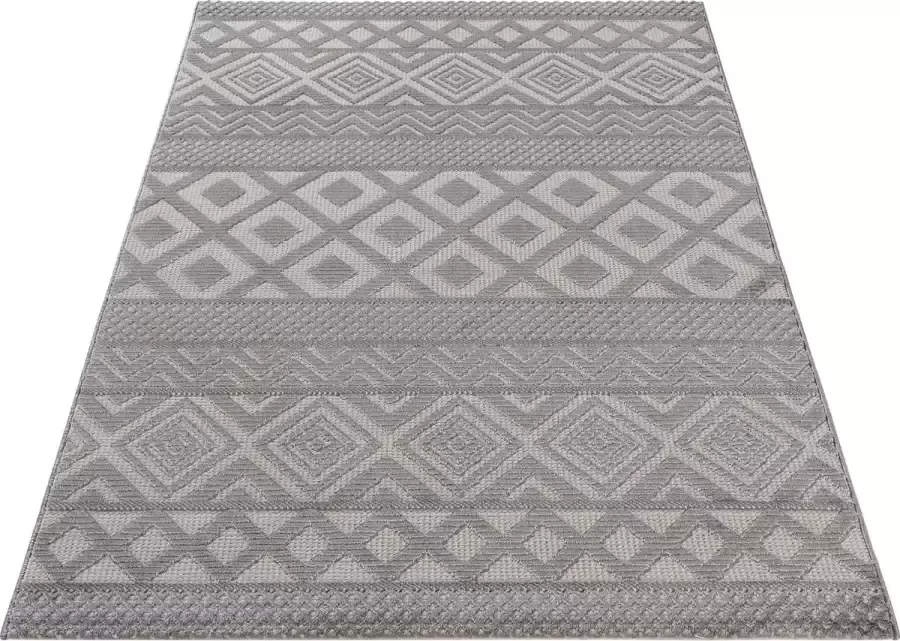Salery Home Vloerkleed- Oosters tapijt Luxury Reliëfstructuur woonkamer geodriehoek patroon grijs 120x170 cm