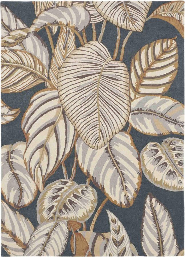 Sanderson Calathea Charcoal 50805 Vloerkleed 250x350 Rechthoek Laagpolig Tapijt Landelijk Meerkleurig