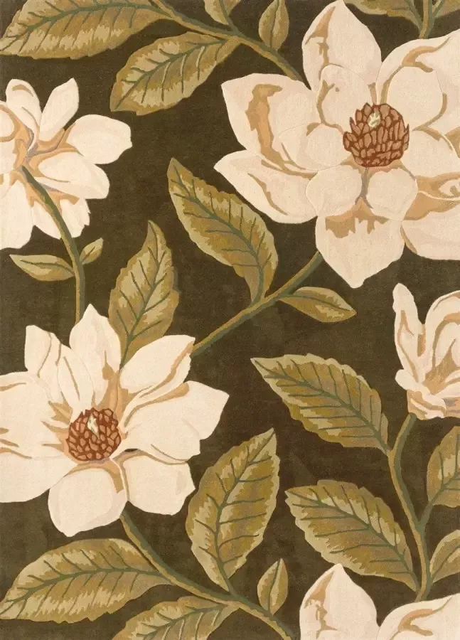 Sanderson Grandiflora Olive 145607 Vloerkleed 140x200 Rechthoek Laagpolig Tapijt Klassiek Meerkleurig